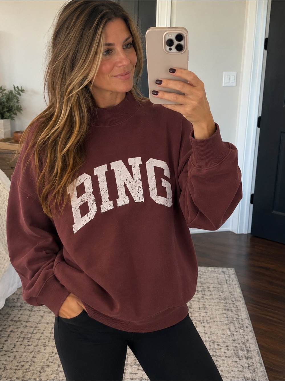 Anine Bing Bradie Bing Sweatshirt in Deep Burgundy Size S
